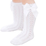Podkolienky ponožky vysoké biele prelamované 0-1rokov bavlnené 12-14cm