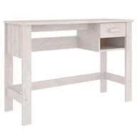 vidaXL Písací stôl HAMAR, biely, 110x40x75 cm, masívne borovicové drevo
