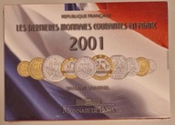 ~ Francja 2001 Menniczy zestaw od 1c do20 franków OSTATNI ZESTAW FRANKÓW