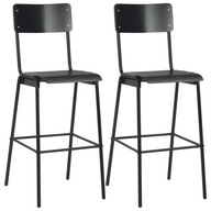 Barové stoličky 2 ks čierne preglejka a oceľ