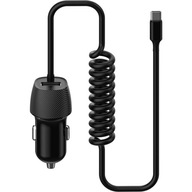 Ładowarka samochodowa PLATINET SPIRAL USBA 3,4A kabel USBC 15W czarna