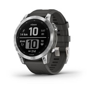 Garmin zegarek Fenix 7 Srebrny - grafitowy pasek