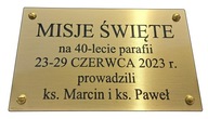 TABLICZKA MOSIĘŻNA GRAWEROWANA NA KRZYŻ MISYJNY O GRUBOŚCI 1,6 mm