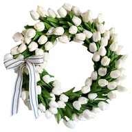 Jarný veniec na dvere biely kvet ručne vyrobený 11,81 palca