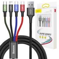 BASEUS SZYBKI KABEL USB Lightning/2x USB C/micro USB MOCNY PRZEWÓD 1.2m