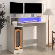 Písací stôl s LED podsvietením betónová šedá 97x45x90 cm