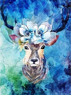 Diamond painting DIY 5D obraz zwierzęcia haft diamentowy jeleń i kwiaty pe