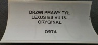 Tür rechts heck LEXUS ES VII 18- Original