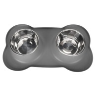Dvojitá miska pre psa z nehrdzavejúcej ocele, odnímateľná, pohodlná miska pre