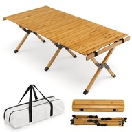 Bambusový stôl na bivak, kempovanie obdĺžnikový 122 x 60 x 43,5 cm SILNÁ