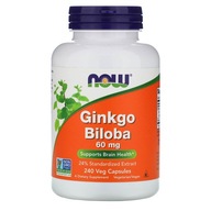 NOW FOODS Ginkgo biloba 60mg Biloba 240 Kapsula