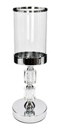 Świecznik szklany srebrny latarenka Glamour Walec 34cm