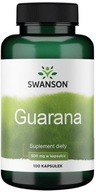 Swanson Guarana 500mg 100kaps. Energia Chudnutie Kofeín Pamäť