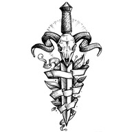 Tatuaż zmywalny czaszka miecz