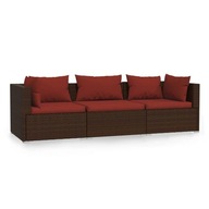 Sofa 3 osobowa z poduszkami VidaXL technorattan vidaXL czerwony brązowy