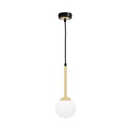 Lampa Sufitowa PARMA Czarny Mosiężny Szklany Klosz 1xE14 13,5x80cm Wisząca