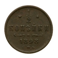 Z034 - Rosja - 1/2 kopiejki 1898 r. - Mikołaj II - Stan 2+