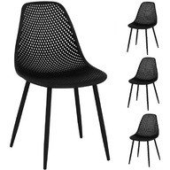 Škandinávska plastová prelamovaná stolička s oceľovými nohami 4 ks čierna
