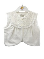 Biała kamizelka niemowlęca dla dziewczynki elegancka roczek kaftanik r.74