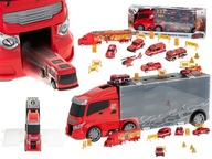 Transporter ciężarówka TIR wyrzutnia w walizce + 7 aut 13 luków straż pożar