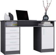 ÍRÓASZTAL ADA ANTRACIT FEHÉR 125 CM 4 FIÓK 3 POLC 1 AJTÓ IRODAI SZOBÁBA