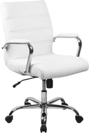 Otočná kancelárska stolička s bielym koženým operadlom