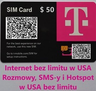 e SIM, USA T-mobile, Internet, rozmowy, SMS-y w USA bez limitu! plan 50 $