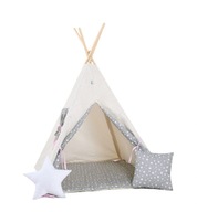 Namiot tipi dla dzieci, bawełna, okienko, poduszka, waniliowa kraina, 110x1