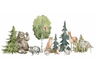 Samolepky na stenu LAS lesné zvieratá, stromy S