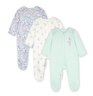 3X ŚPIOSZKI PAJACYKI MOTHERCARE BUNNY BABYGROW 3-6MC R. 68 CM 100% BAWEŁNA