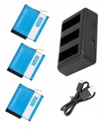 ŁADOWARKA USB+3 BATERIE AKUMULATORY do GOPRO HERO 5 6 7 BLACK/SILVER 1220mA