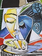 Olejomaľba ručne maľovaná Hlava čítajúcej ženy - Pablo Picasso