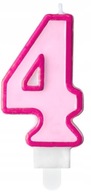 Świeczka 4 na tort cyfra cyferka różowa Urodziny