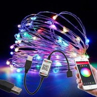 Lampki choinkowe Łańcuch świetlny Ozdoba 5m RGB MULTICOLOR USB + SMART