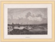 Szczecin Stettin widok na dworzec kolejowy i most Meyers staloryt 1850