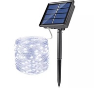 Girlanda solarna, lampa ogrodowa wbijana 100 diod LED, 10m biały zimny FLD