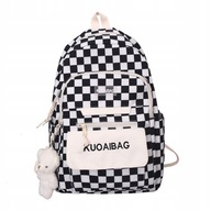 Školská taška v šachovnici s kockovaným batohom