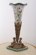 FLAKON váza s anjelikmi PORCELÁN S BRONZOM kvety