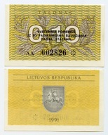 LITWA 0.10 TALONAS 1991 P-29b UNC seria AA