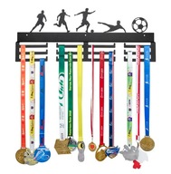 Wieszak metalowy na medale 60cm piłkarze z piłką czarny metalowy loftowy