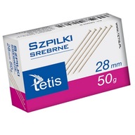 TETIS SZPILKI BIUROWE SREBRNE 28mm 50g