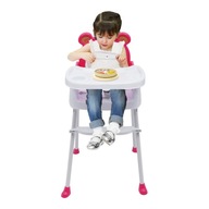 Ružová odnímateľná stolička s vysokými nohami na kŕmenie detí