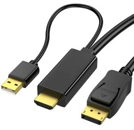 Przewód kabel konwerter z HDMI na DISPLAYPORT DP 4K 60Hz 1,8m Reagle