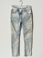 NEXT RELAXED cienkie spodnie jeansy marmurki 128