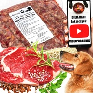 Mięso surowe mrożone karma dla psa mokra wołowina i żwacze białko BARF 1kg
