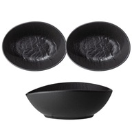 Misa oválna čierna Wilmax 25x16,5x6 cm matný porcelán s imitáciou kameňa