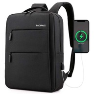 Plecak torba na laptopa 15,6" duży wodoodporny z portem USB Unisex Czarny