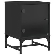 vidaXL Nočný stolík so sklenenými dverami, čierny, 35x37x50 cm