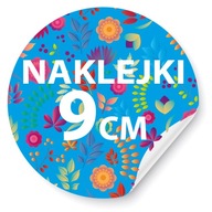 NÁLEPKY reklamné etikety LOGO potlač 9cm 100ks