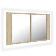 vidaXL Kúpeľňová skrinka so zrkadlom a LED, dub sonoma, 80x12x45 cm
